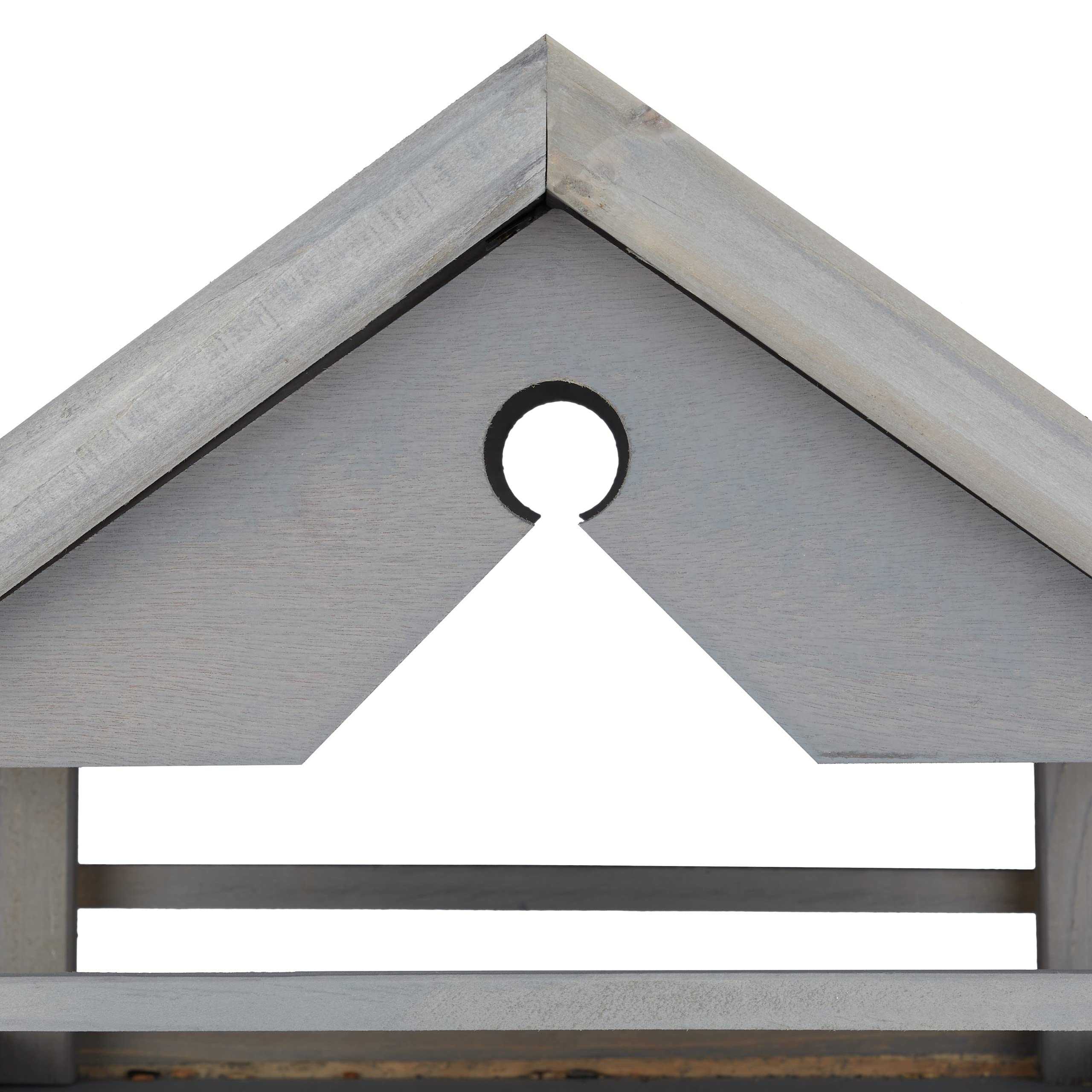 Relaxdays Vogelfutterhaus mit Ständer, wetterfestes Dach, Holz Vogelhaus, HBT: 120x62x55 cm, Futterhaus Wildvögel, grau 6