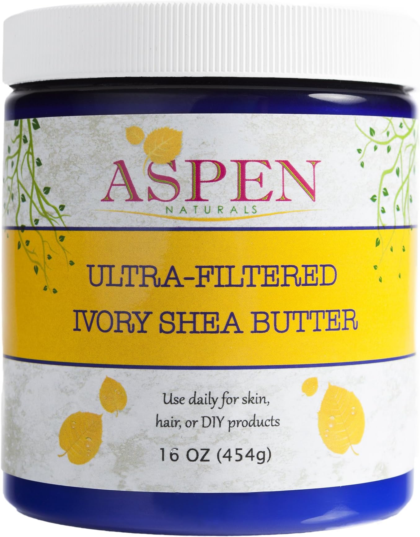 Shea Butter Ivory Ultra Filtered Raw Unrefined. 16 Oz Incredible Skin and Hair Moisturizer. Use for soap, lotion, hand cream, hair, shampoo, butters etc. 100% Pure from Aspen Naturals
