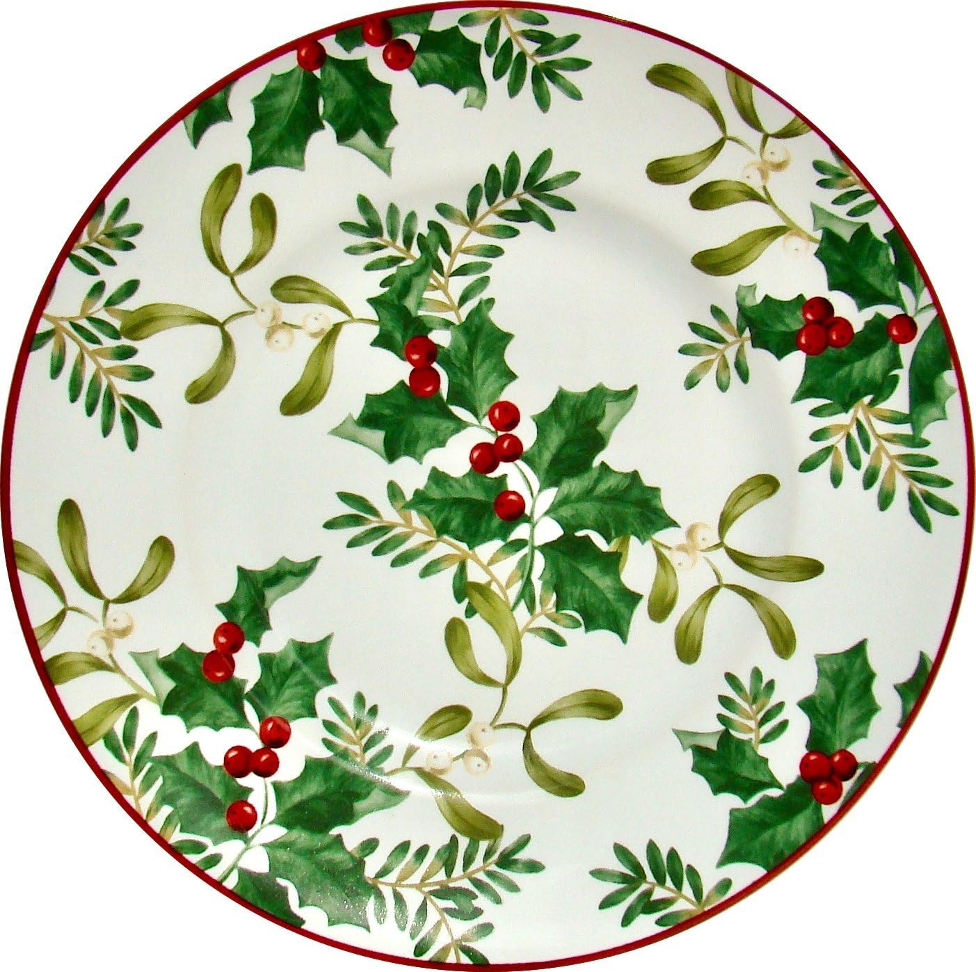 222 Fifth Christmas Foliage Salad Plate Set of Four 8 3/4 Dining