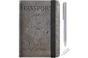 PASCACOO Passport Holder Cover Wallet Travel Essentials RFID Blocking Leather Card Case International Must Haves Travel Accessories for Women Men(113#Grey)