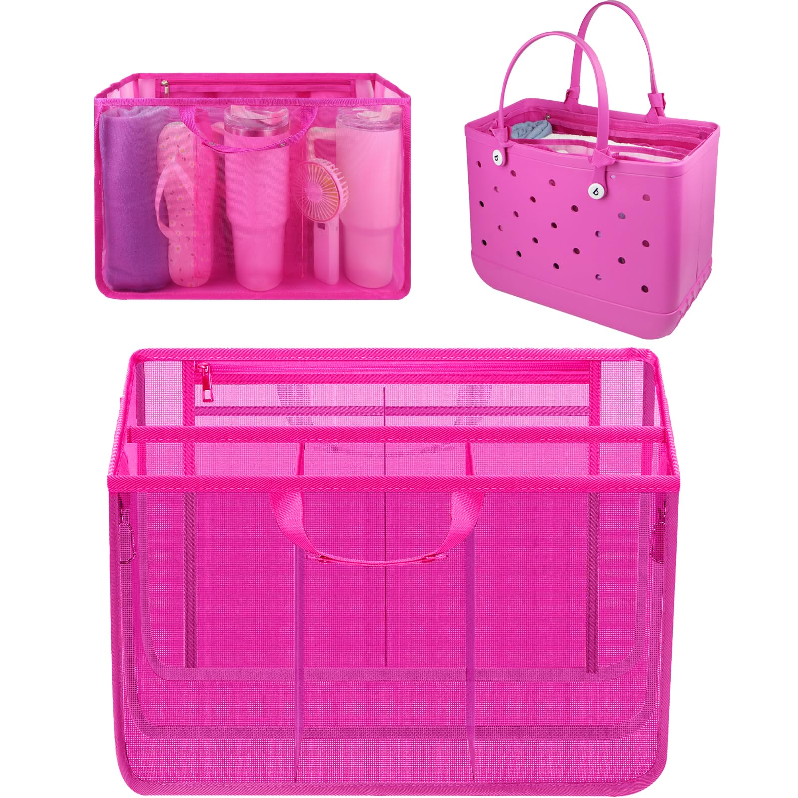 Photo 1 of Utook Beach Bag Organizer Insert Compatible with X Large Bogg Bags - Lightweight Mesh Insert Suitable for Original Bogg Bags Accessories? Beach Bag Essentials (Pink)