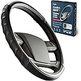 18 Inch Semi Truck Steering Wheel Cover – Leather Grip for Big Rigs and Long-Haul Trucks – Breathable Comfort for Commercial Drivers – Black