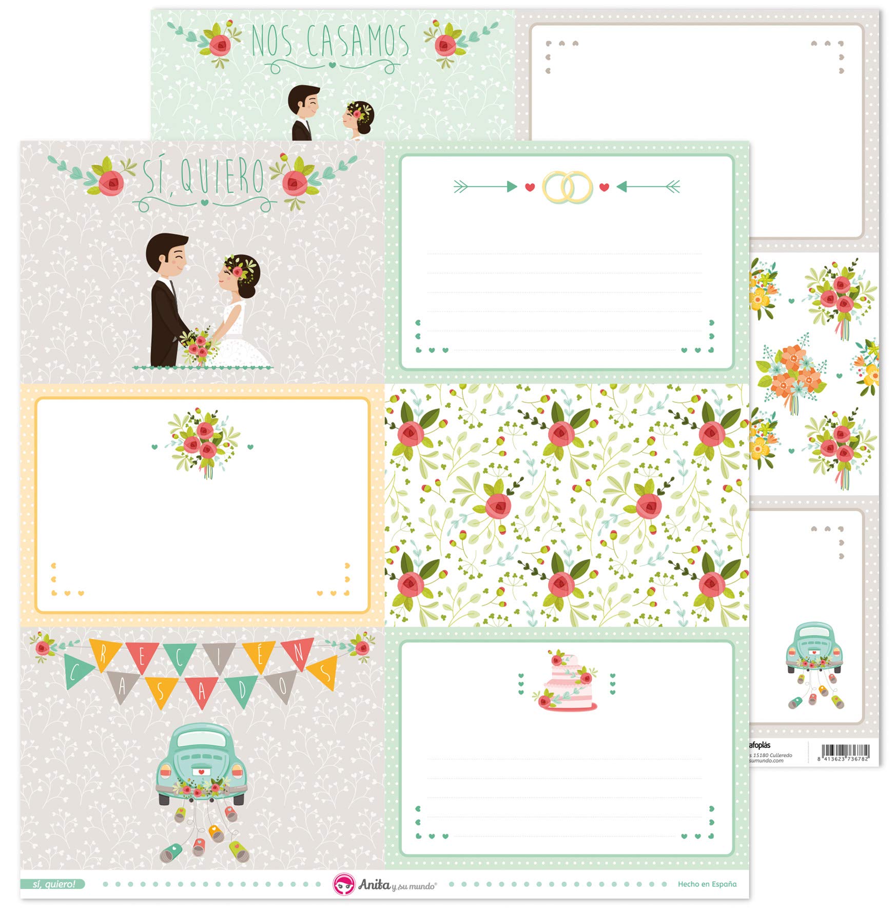 Anita and Su Mundo Collection Yes I Want Scrapbooking Papers, Paper, Large Cards, 12" x 12"