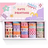 PAGEMORE 32 Rolls Colorful Cute Floral Writable Washi Tape Set, Decorative Tapes for Scrapbooking and Journaling, Junk Journa