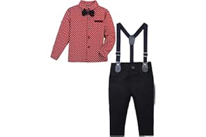 Lilax Boy Gentleman Outfit Tuxedo Dress Shirt Suspender Pant Set