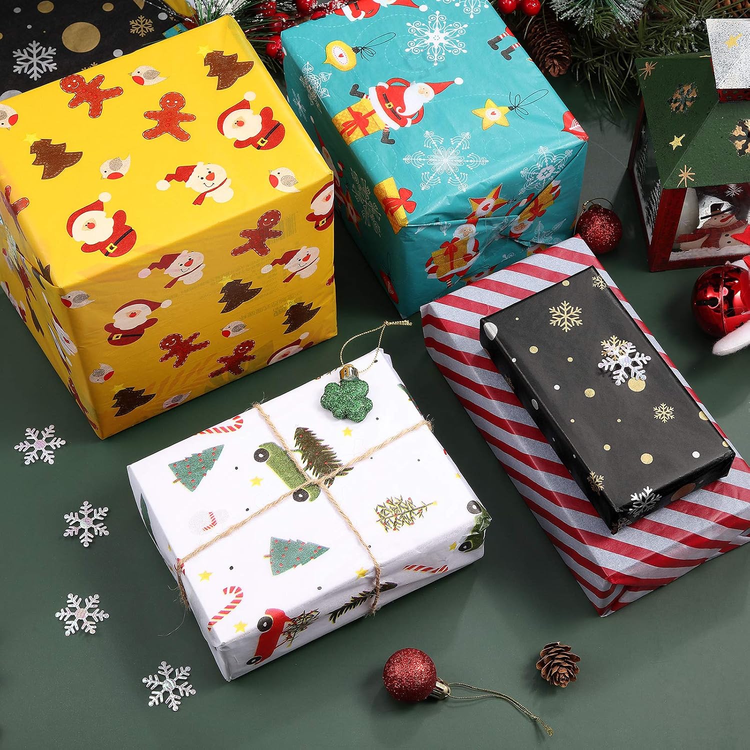 Carta Velenata Natale 30 Fogli - 50x35 Cm, Marrone/Nera, Motivi Festivi - Foto 4