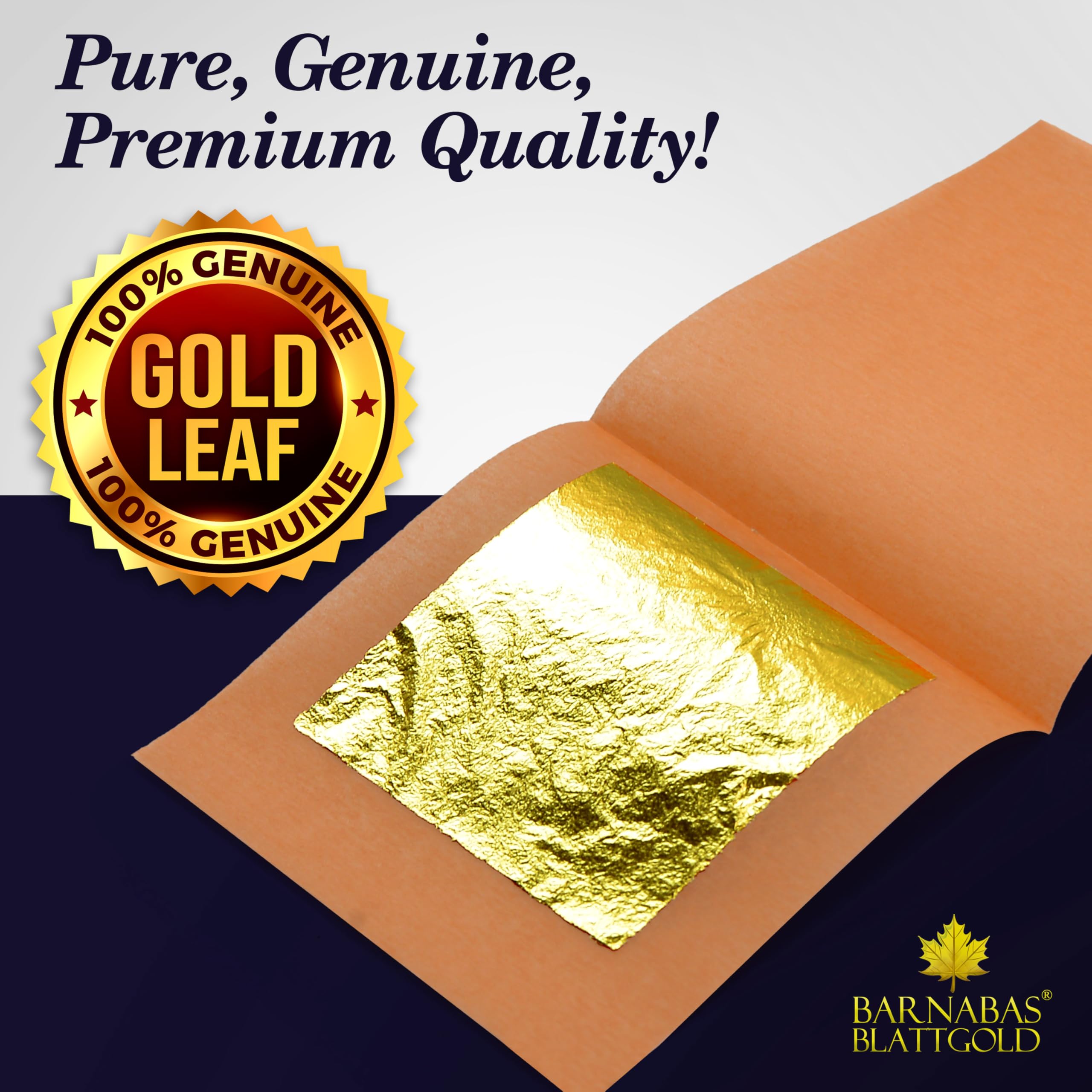 Barnabas Blattgold Edible Gold Leaf 24K - Cake Decorations, Loose Gold Leaf Sheets for Cupcakes - 1.5 inches, Interleaf of 48