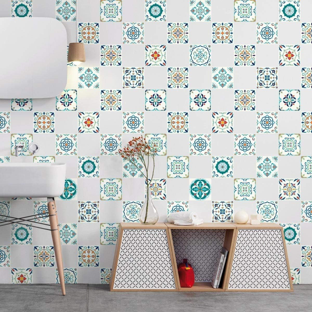 Ambiance Sticker Self-Adhesive Decorative Wall Decal Cement Tile for Bathroom and Kitchen Nuances de Gris Torino - Image 4