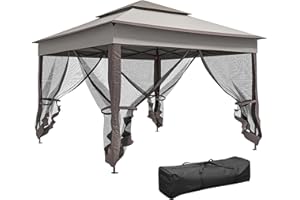 Outsunny 11' x 11' Pop Up Canopy, Outdoor Canopy Shelter Event Tent with 2-Tier Soft Top, Removable Zipper Netting and Storag