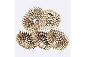 LiGuVCY 7200 Count Coil Roofing Nails 15-Degree Round Head Smooth Electrogalvanized Coil Roofing Nails 7/8 Inch, 0.12 Inch Ring Shank, Wire Weld Collated Roofing Nails Cap Warp 8.8-9mm
