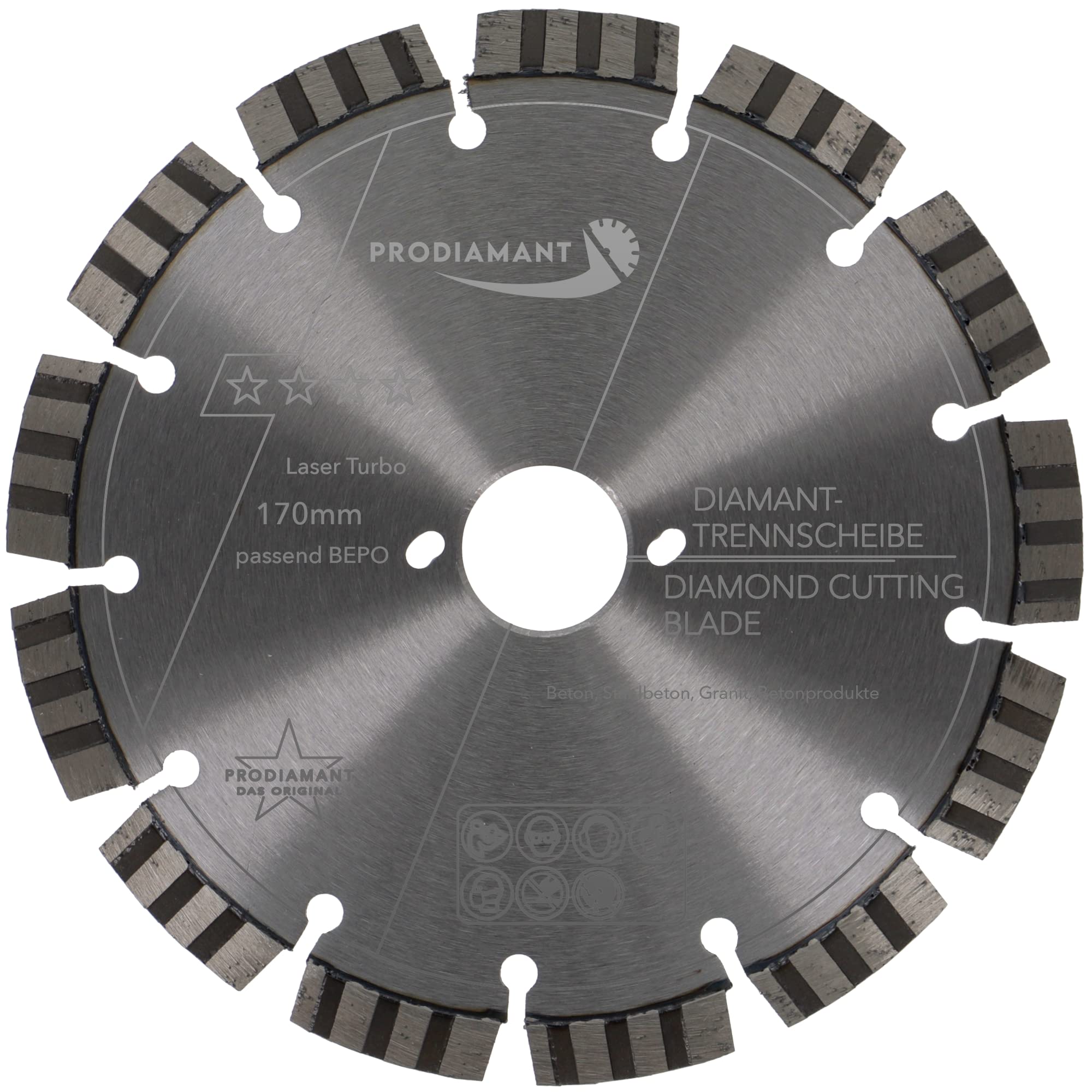 PRODIAMANT Premium Diamond Saw Blade for Window milling Laser Concrete 170 mm Fitting Bepo Diamond Cutting disc 170mm