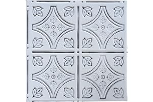 Holydecot Tin Wall Tiles Nail-Up Ceiling Tiles Stair Riser Kitchen Backsplash - Antique White 12x12 inch Sample