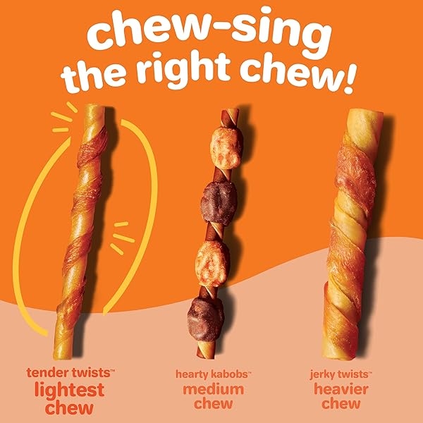 HARTZ OINKIES TENDER TWISTS WITH REAL CHICKEN BREAST RAWHIDE-FREE DOG TREATS, HIGHLY DIGESTIBLE DOG CHEWS, 72 COUNT