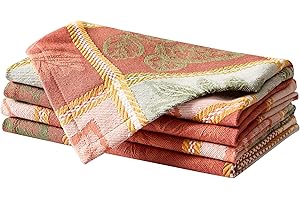 Newbridge Whispering Leaves Rust Orange and Green Plaid Thanksgiving Napkins, Set of 4, Autumn Leaf Woven Fabric Table Linens, Fall Harvest Farmhouse Dining Decor