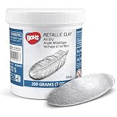BOHS Silver Metallic Air-Dry Modeling Clay with Glitter Finish, 200g | Soft, pliable no-bake clay for decorative pendants, ornaments, figurines, cosplay props and shimmering craft accents.