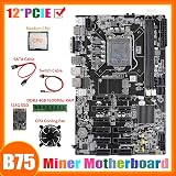 Nicfaky B75 Mining Motherboard 12 PCIe + CPU + 4GB RAM + 128GB SSD + Fan view 5