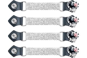 Dream Apparel 4PCS Bling Crystal Motorcycle Vest Extenders for Women Biker with Faux Leather Ends and Rhinestone Chains