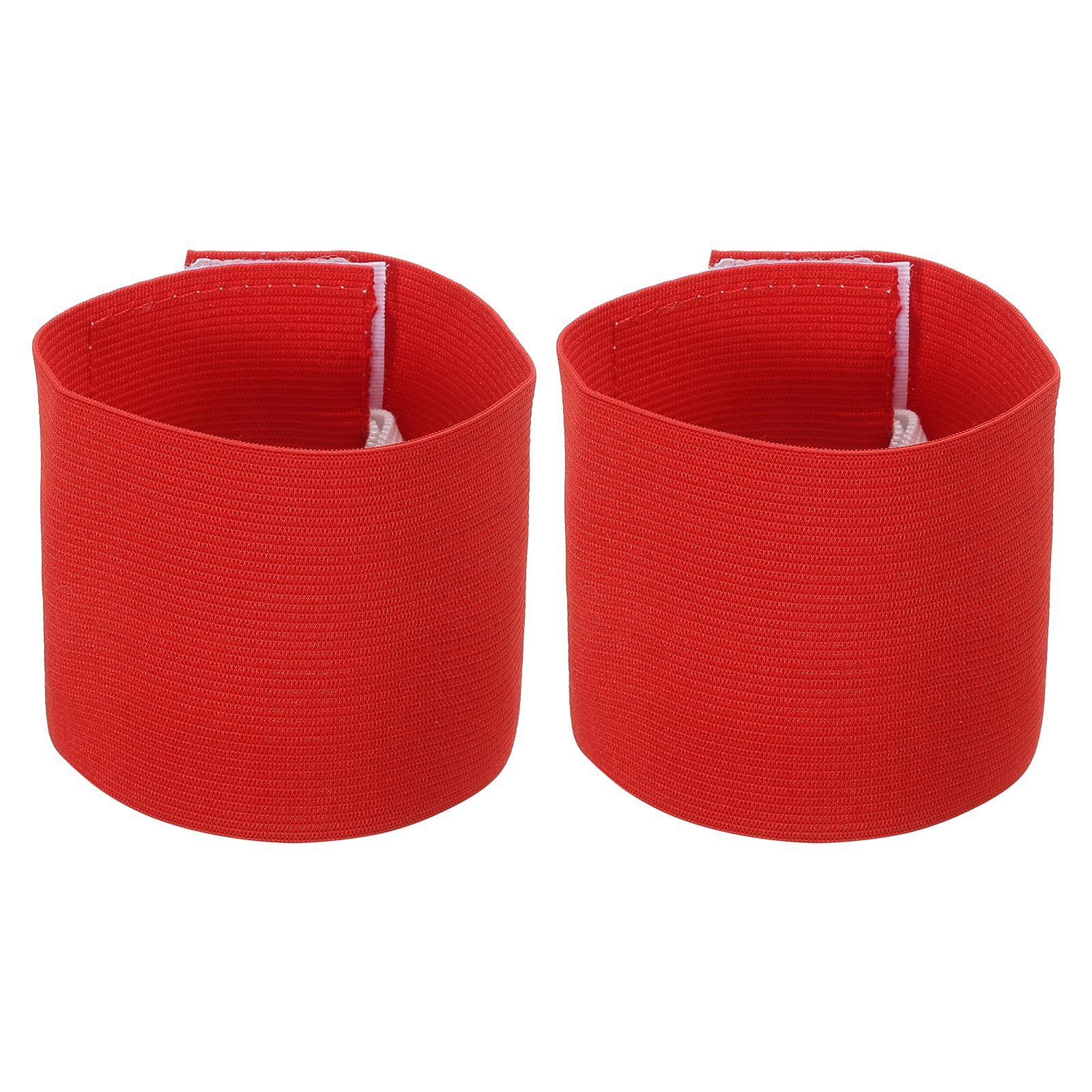 PATIKIL 9.4x2.5 Soccer Captain C Armband, 2 Pack Nylon Unisex Elastic Arm Band Adjustable for Youth Adult Team Training, Red