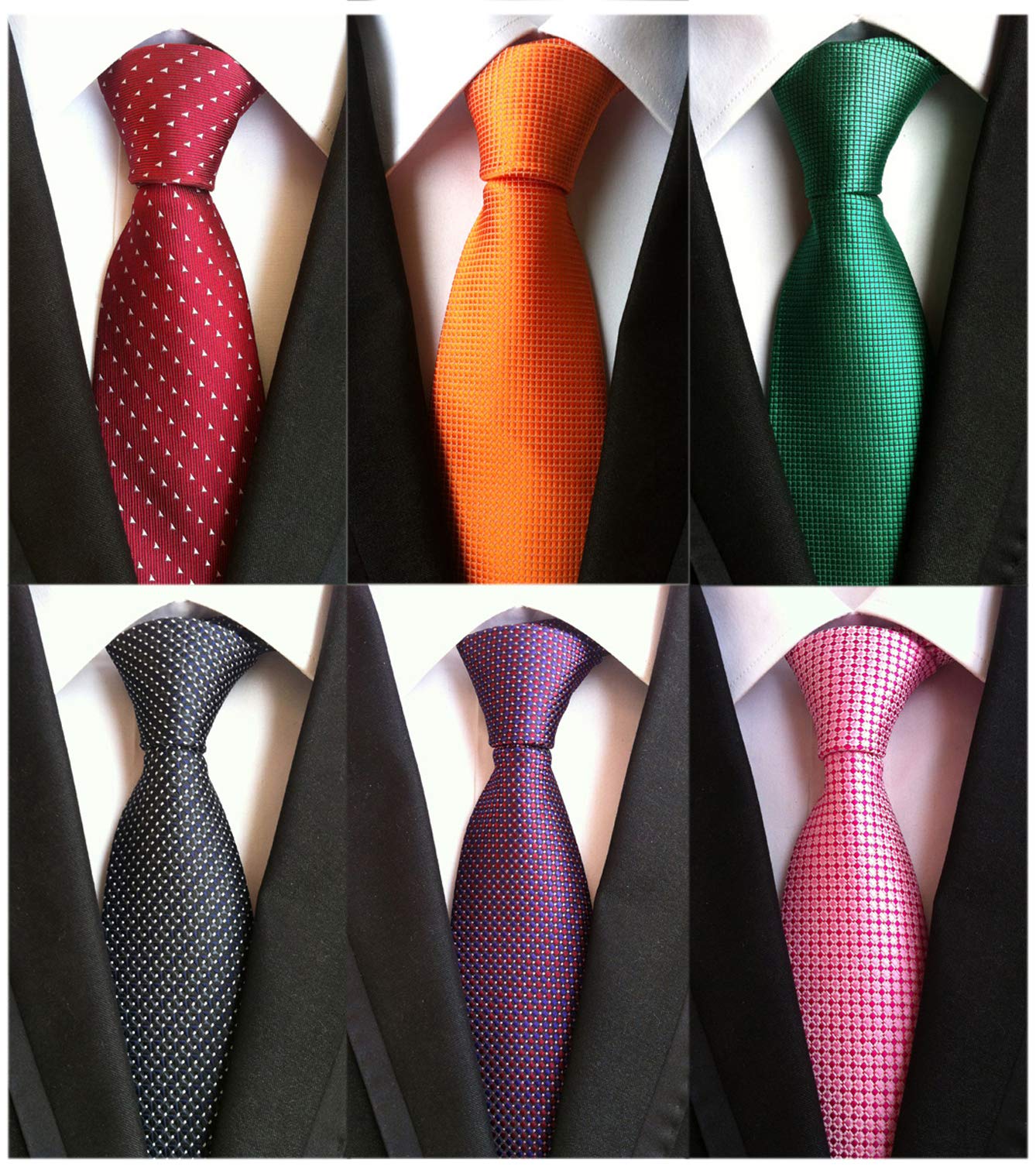 AduloveMen's Necktie Classic Silk Tie Woven Jacquard Neck Ties 6 PCS