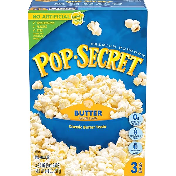 POP SECRET MICROWAVE POPCORN, BUTTER, 3.2 OZ, 3...