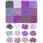 KitBeads 3600pcs 12 Colors Purple Seed Beads Gradient Purple Tone Pony Beads Tiny Glass Seed Bead Kits for Jewelry Making Bulk