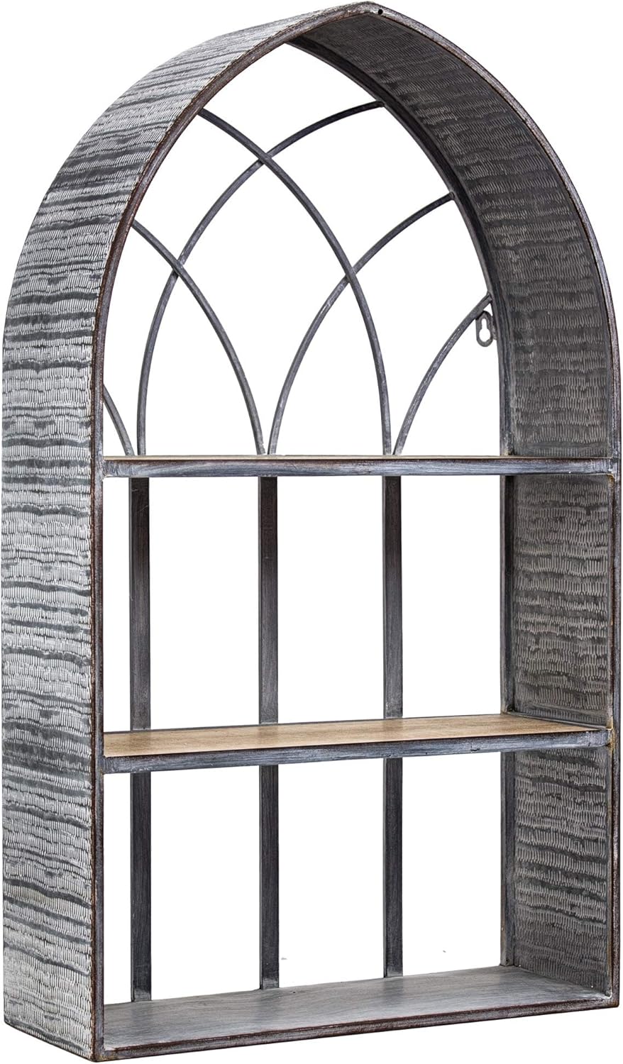 Amazon Com American Art Decor Cathedral Arch Rustic Hanging Wall Shelf And Rack 27 75 H X 16 5 L 6 25 D Grey Farmhouse Metal Metallic Finish Storage Home Kitchen