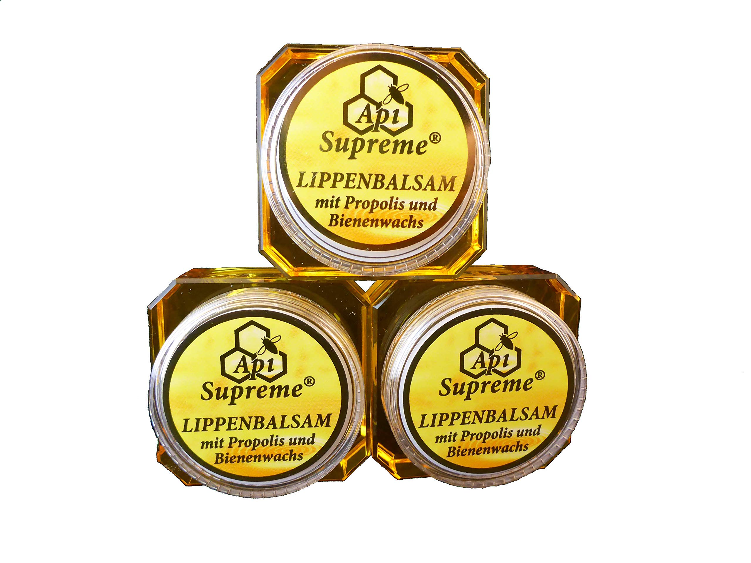 Junjun Lip Balm with Propolis and Beeswax, 3 x 12 ml