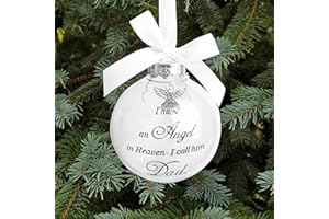JJBOOM Christmas Memorial Feather Ball Angel Ornament I Have an Angel in Heaven I Call Him Dad Family Memorial Loss of Loved One Hanging Pendant Xmas Tree Décor