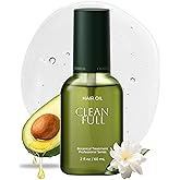 CLEANFULL Botanical Hair Oil for Dry & Damaged Hair, Lightweight Leave-In Hair Serum with Heat Protection, Frizz Control, Shine & Split End Care, Vegan & Cruelty-Free, Paraben & Sulfate Free (2 fl oz)