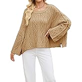 Agoeast Womens Oversized Cropped Sweater Tops Crewneck Cable Knit Sweaters 2025 Fall Pullover Sweater