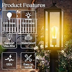 Large Lamp Post Light Fixture, 21.3 Inch Post Lamps