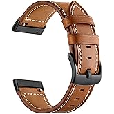 Anrir for Fitbit Versa 4 Bands, Geniue Leather Replacement Watch Strap for Fitbit Versa 4/ Versa 3, Fitbit Sense 2/Sense Bands for Women Men-Brown