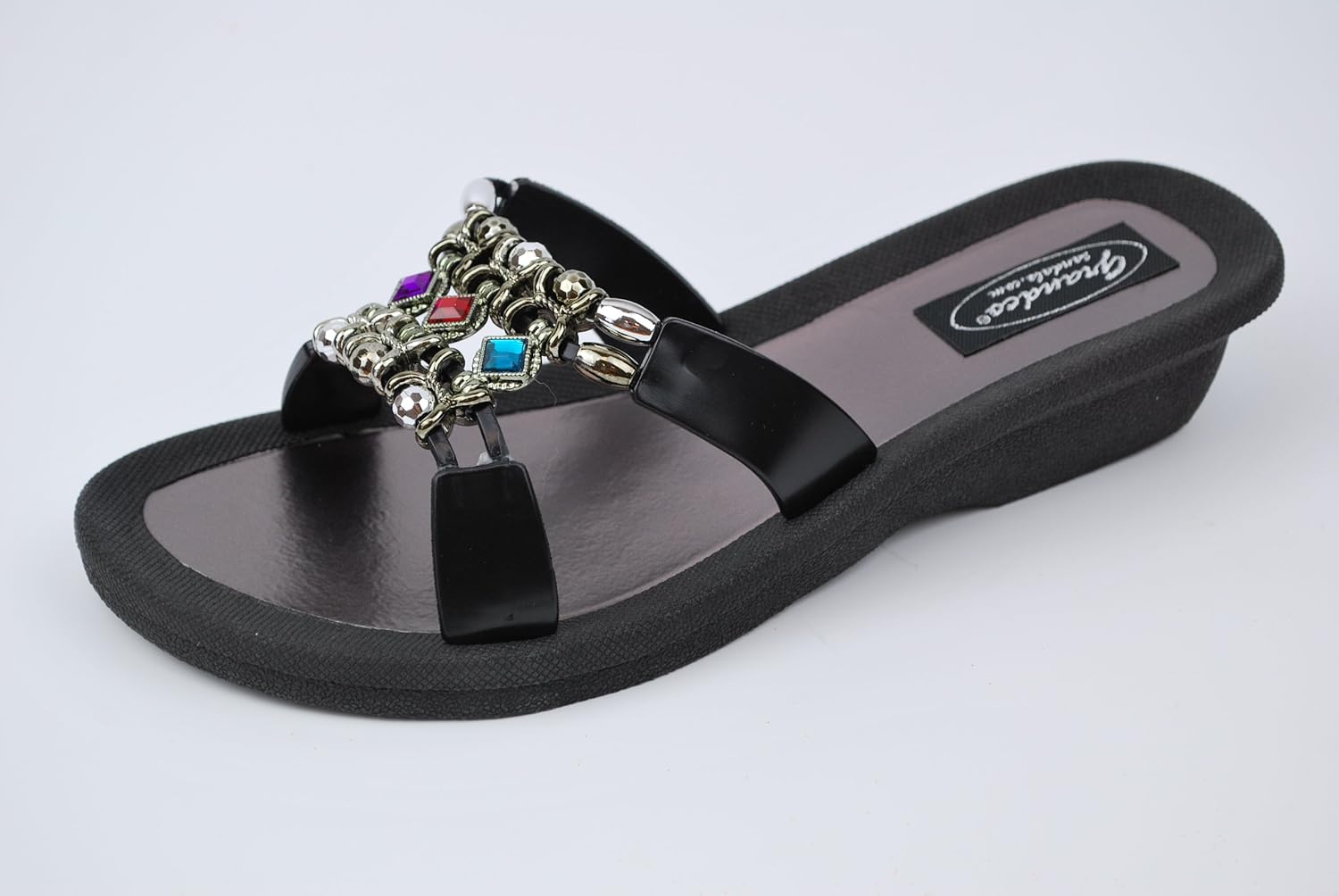 Amazon.com | Grandco 3 Diamond Slide Sandals - Black - 7 | Sandals