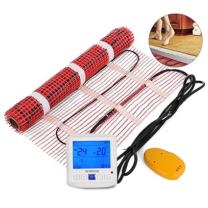 Happybuy 50 Sqft 120v Electric Radiant Floor Heating Mat With Alarmer And Programmable Floor Sensing Thermostat Self Adhesive Mesh Underfloor Heat