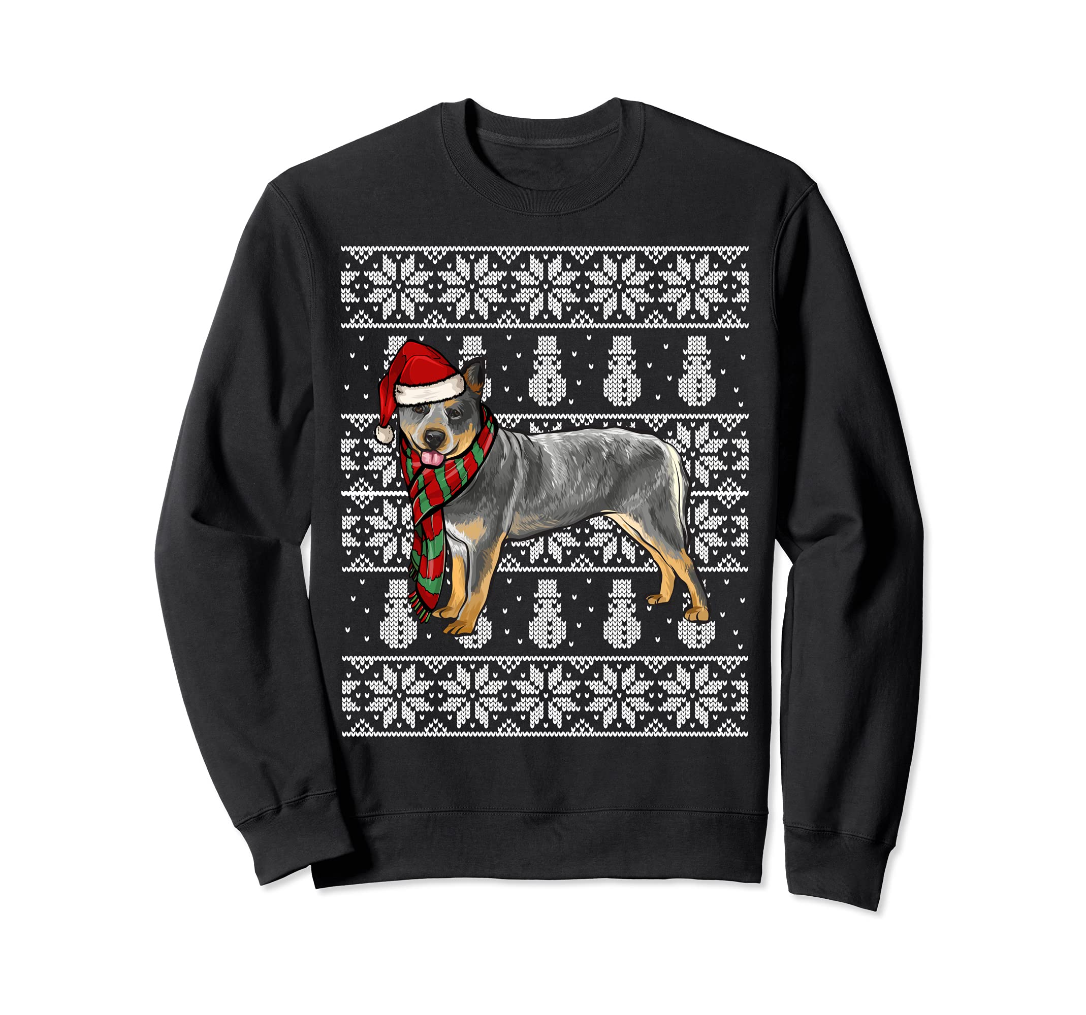 Santa Hat Xmas Australian Cattle Dog Ugly Christmas Sweatshirt
