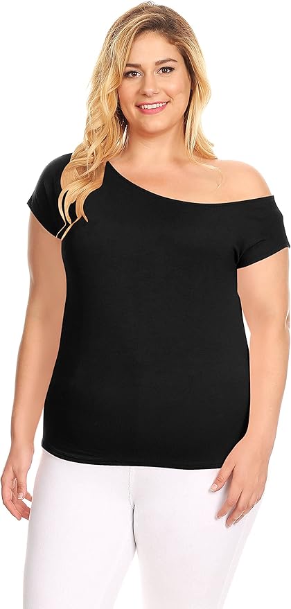 plus size white one shoulder top