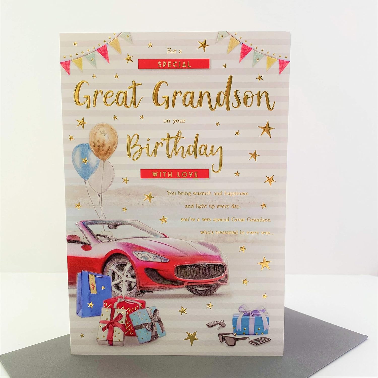 Special Great Grandson Birthday Card 7530, red|brown|beige|grey, 23cm x 15cm