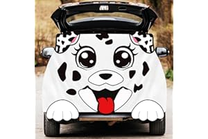Roberly Trunk or Treat Car Decorations Kit, Halloween Dalmatian Doggy Garage Door Decorations Waterproof Car Stickers with Eyes Ear Claws Fangs for Car SUV Garage Outdoor Party Decorations