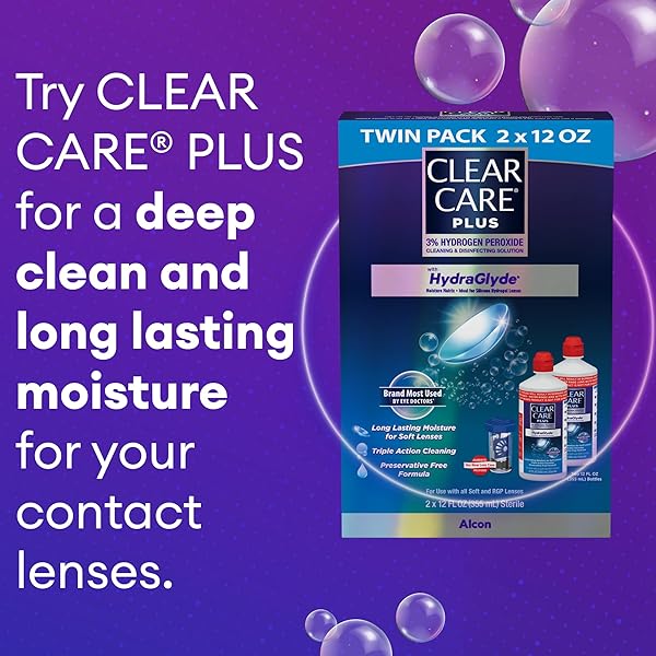 CLEAR CARE PLUS CLEANING SOLUTION WITH LENS CASE, TWIN PACK, MULTI, 12 OZ, PACK OF 2
