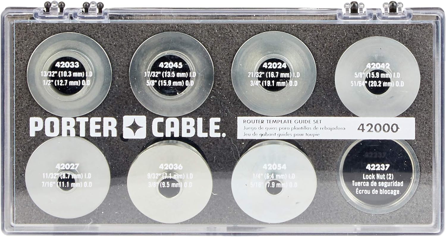PORTER-CABLE Router Template Guide, 9-Piece (42000) - Power Router Accessories - 