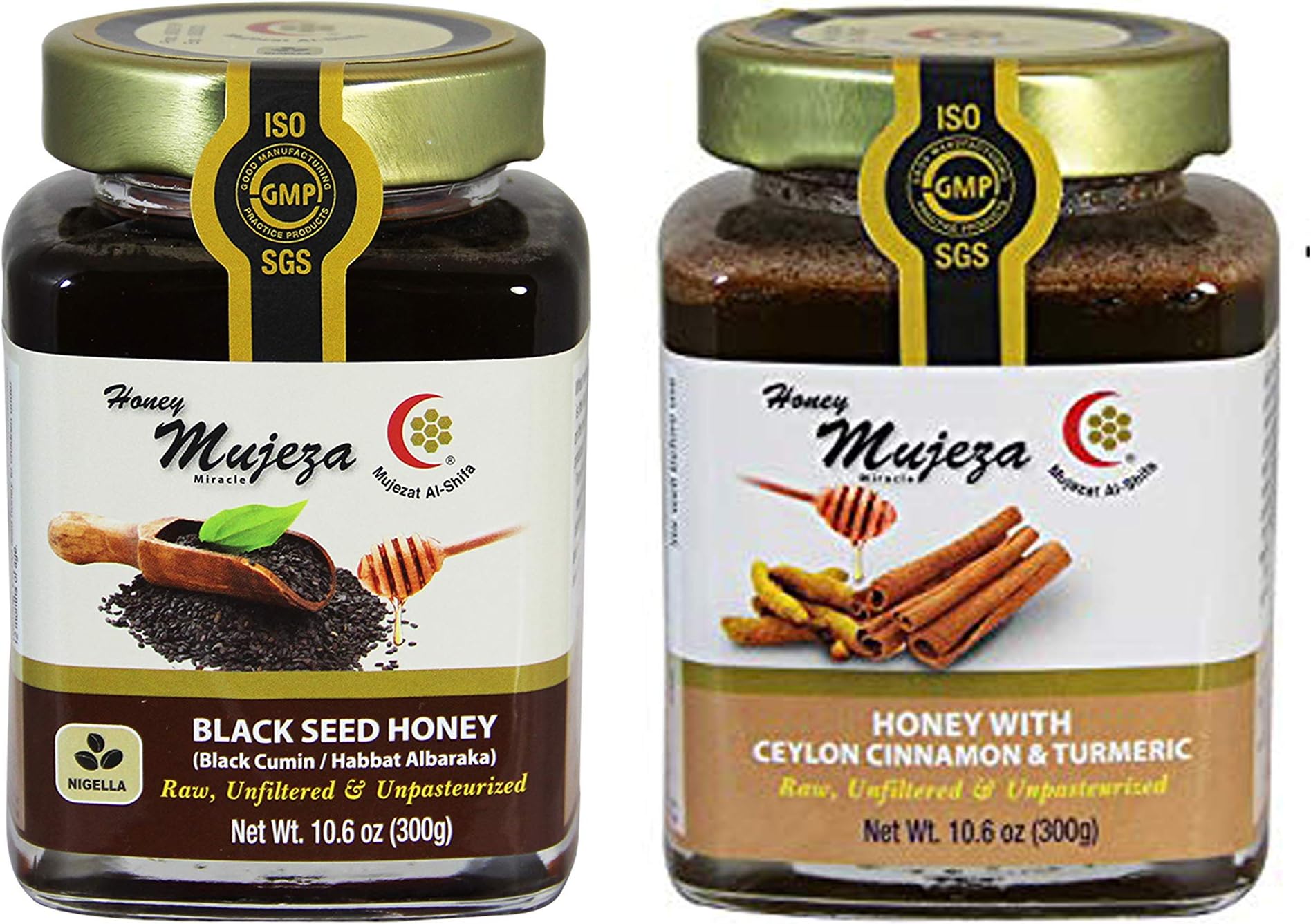 1 jar Black Seed + 1 jar Cinnamon & Turmeric honey 300g/10.6oz GLASS JARS