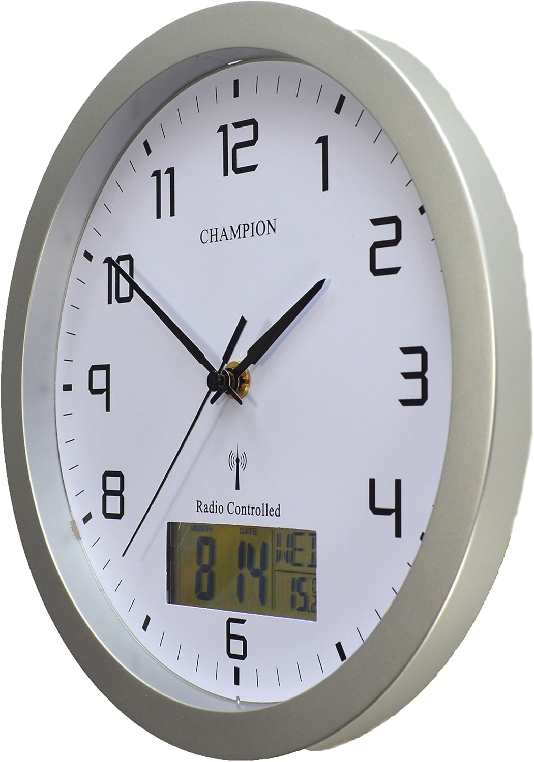 Champion 25cm MSF Radio Controlled Quartz wall clock with inset LCD