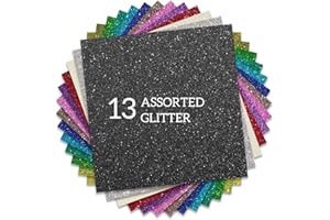 FANSGUAR Glitter HTV Heat Transfer Vinyl 12"x12" Bundle 13 Sheets Iron on Vinyl for T-Shirts Gifts Design(Assorted)