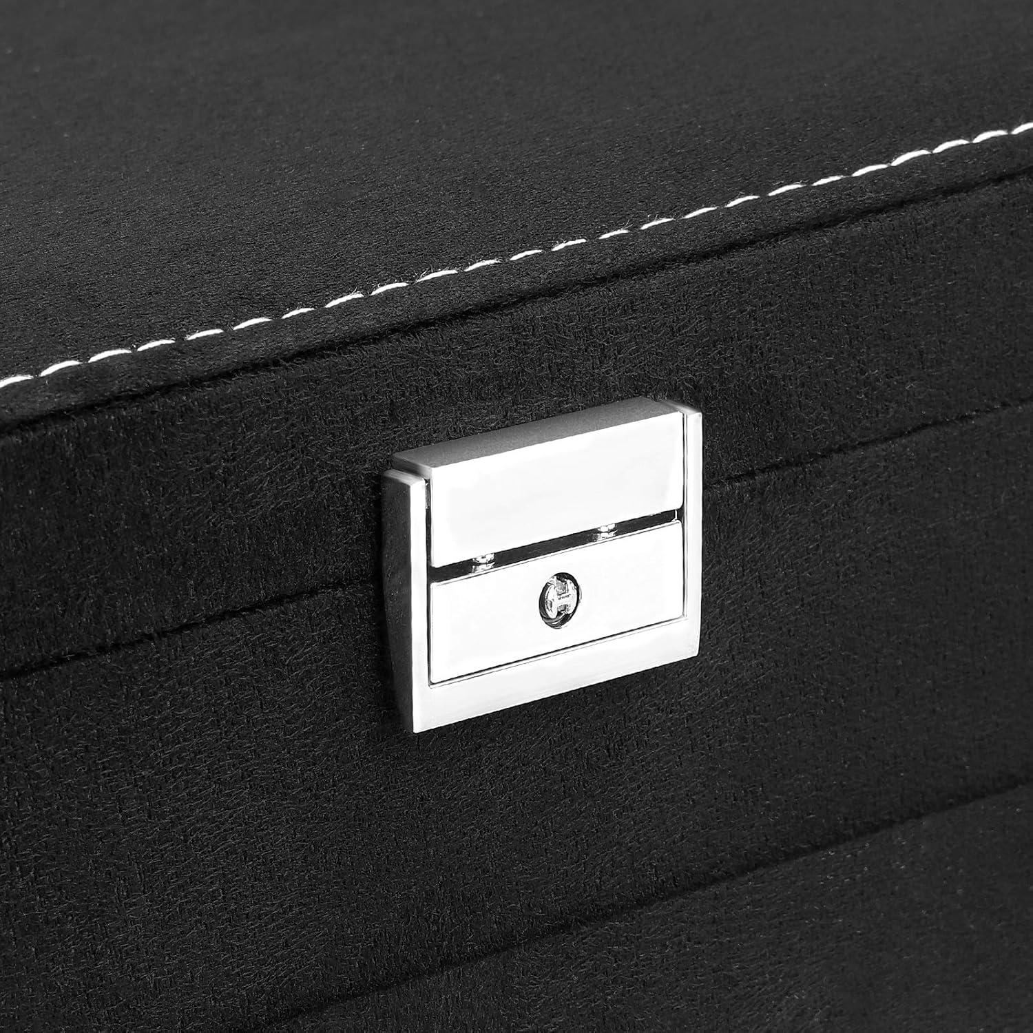 SONGMICS 2-Tier Jewelry Case with Drawer, Key, Necklace Hooks, Ring Rolls, Stud Panel, Storage Slots, Black: Furniture & Decor