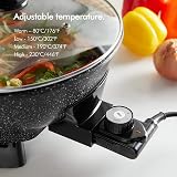 VonShef Electric Wok 5L Non-Stick Pan 1400W 230°C Lid Cool Touch view 4