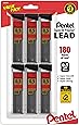 Pentel Super Hi-Polymer Refills, 0.5 mm Medium, HB, 180 Pieces of Lead (C25BPHB6)