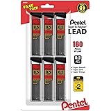 Pentel Super Hi-Polymer Refills, 0.5 mm Medium, HB, 180 Pieces of Lead (C25BPHB6)