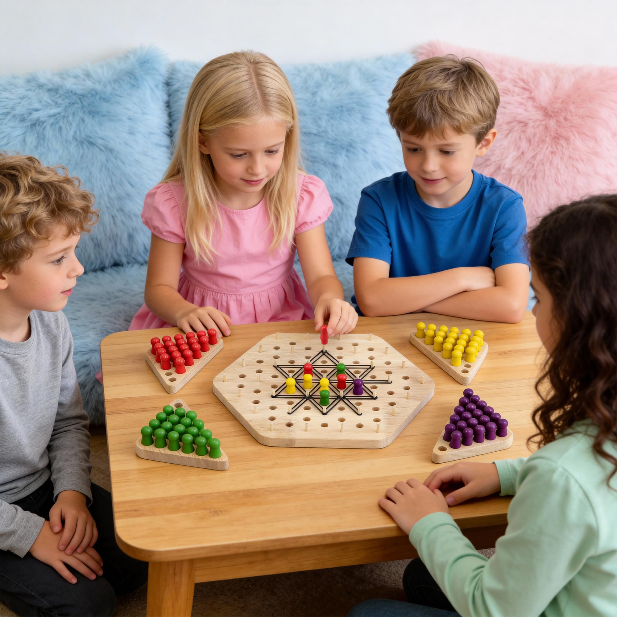 Triangle Chess Game, Dreiecksschachbrett-Strategie-Brettspiel, Lustiges Gummiband Spiel, Klassische Desktop-Brettspiele, Lernspielzeug Partyzubehör, Logik Spiele für 2-4, Geschenke für Jungen Mädchen 2