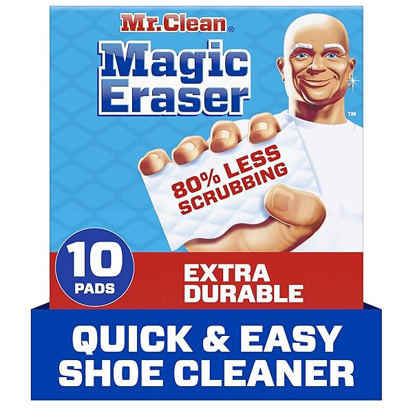 MR. CLEAN MAGIC ERASER EXTRA DURABLE, SHOE CLEANER, CLEANER PADS WITH DURAFOAM, 10 COUNT