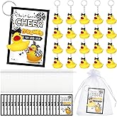 Seenelling Cheer Gifts Bulk Duck Keychain You've Been Cheer Ducked Tags Bow Organza Bags for Valentines Cheerleader Team Gift